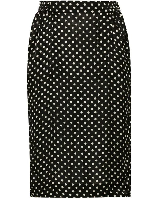 Saint Laurent Black Polka Dot Pattern Skirt