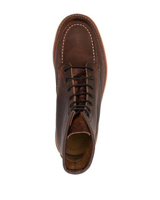 Red Wing Brown Classic Moc Leather Ankle Boots for men