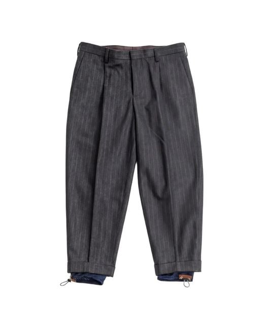 Kolor Gray Pinstripe Pleated Trousers for men