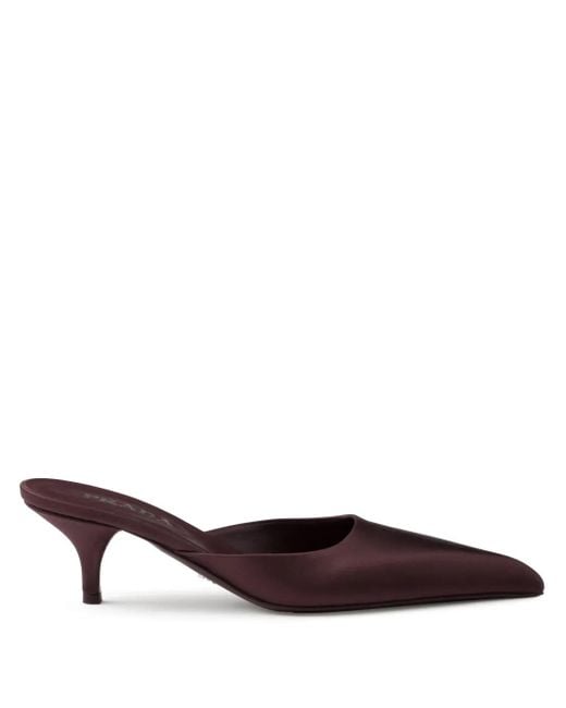 Prada Brown 55Mm Satin Mules