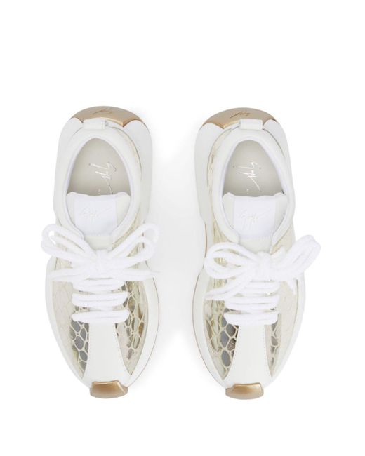 Giuseppe Zanotti White Ferox Crocodile-print Sneakers