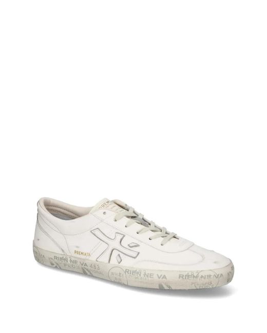 Premiata White David Lace-Up Sneakers for men