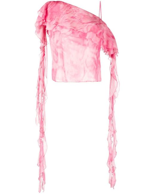 Blusa asimétrica con volantes Blumarine de color Pink