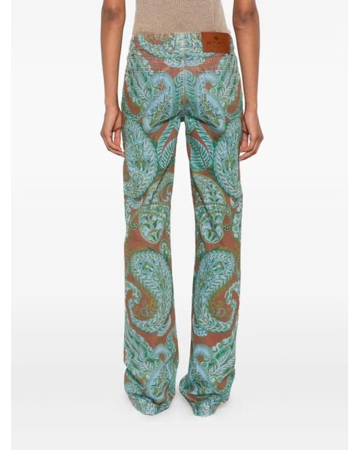 Etro Green Straight-Leg-Jeans Mit Paisley-Print