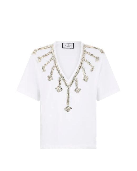 Philipp Plein White V-Neck T-Shirt