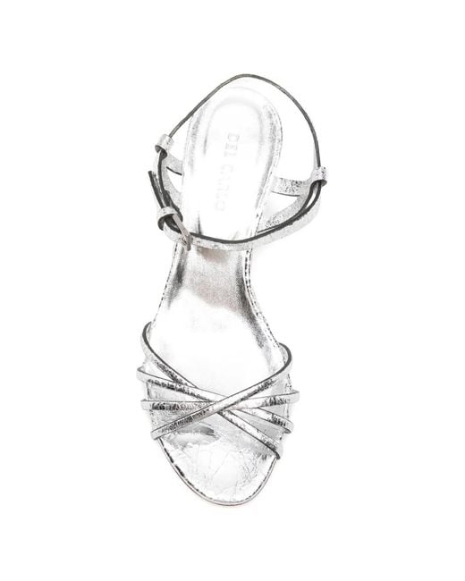 Roberto Del Carlo White Iride Crackled-Effect Strappy Sandals