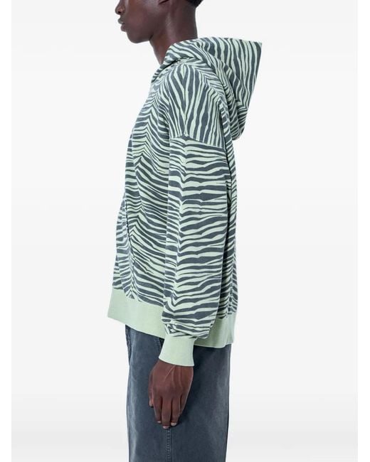 Visvim Blue Zebra-Pattern Zip-Up Hoodie for men