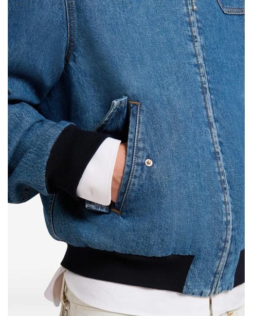 Marni Blue Denim Bomber Jacket With Degradé Collar for men