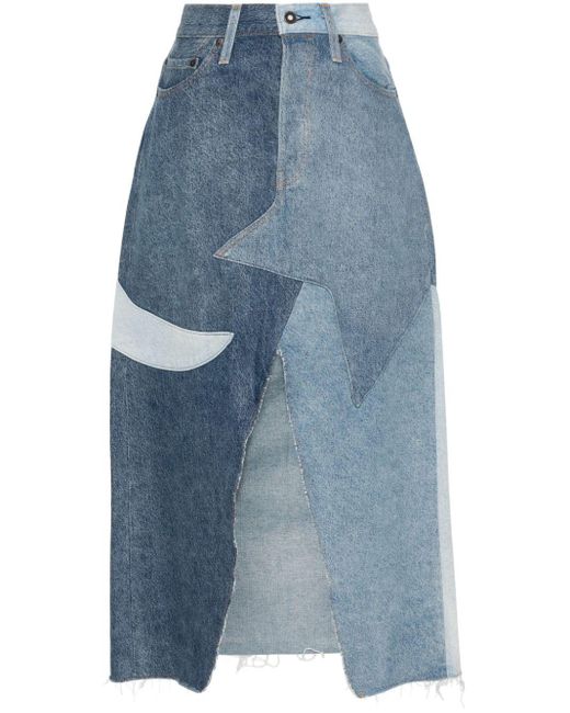Levi's Blue Icon patchwork-design denim skirt