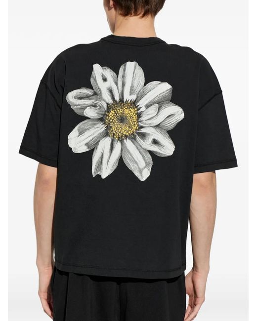 AllSaints Black Petals Floral-Print T-Shirt for men