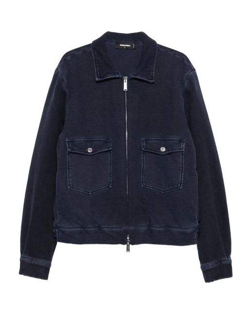 DSquared² Blue Long-Sleeved Shirt Jacket for men