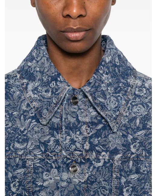 Ganni Blue Organic Cotton Jacket