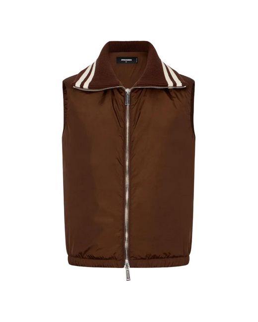 DSquared² Brown Gilet À Clous Hybride for men