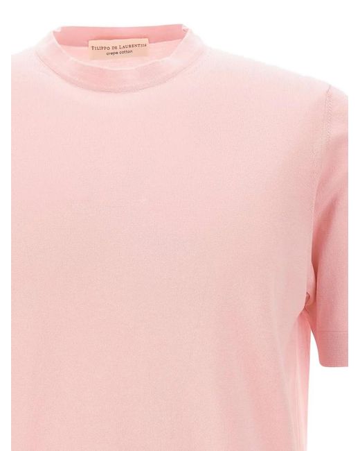 FILIPPO DE LAURENTIIS Pink Ribbed-Trim Short-Sleeve T-Shirt for men