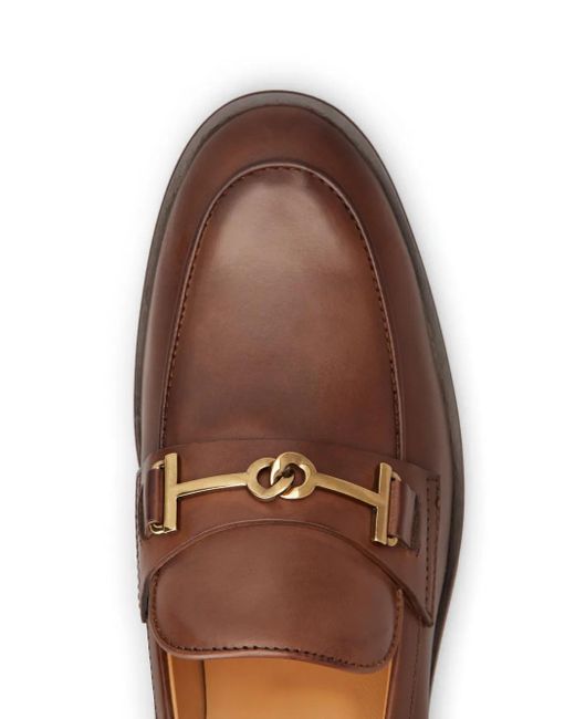 Tod's Brown Logo-Plaque Leather Loafers