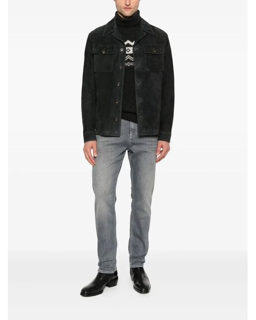 Eleventy Black Buttoned Flap-Pockets Jacket for men