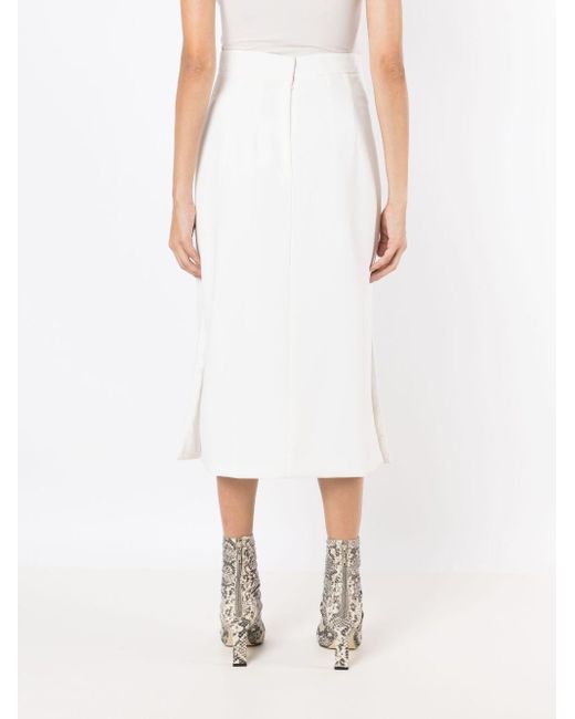 Olympiah White Side-slit Midi Skirt