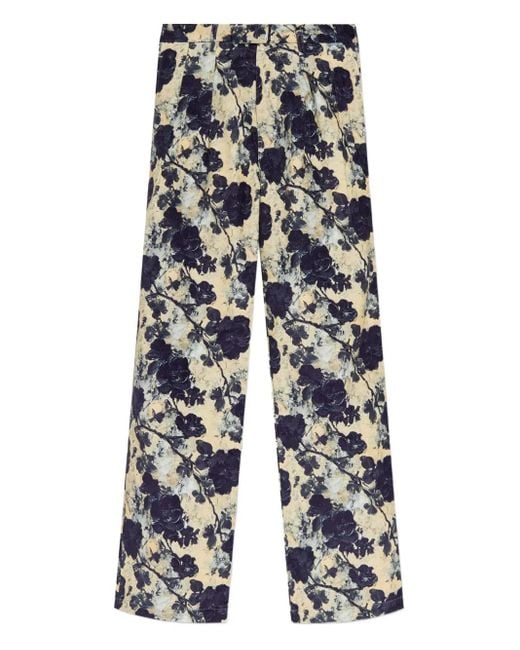 R13 Plooibroek Met Bloemenprint in het White