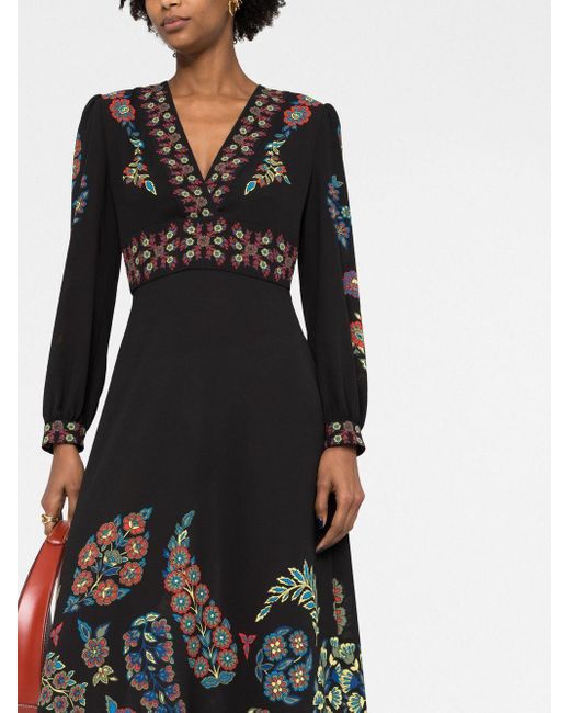 ワンピース Etro Floral Foliage Print Chenille Long Dress ETRO Printed Chenille Maxi Dress | Grey | FARFETCH CA