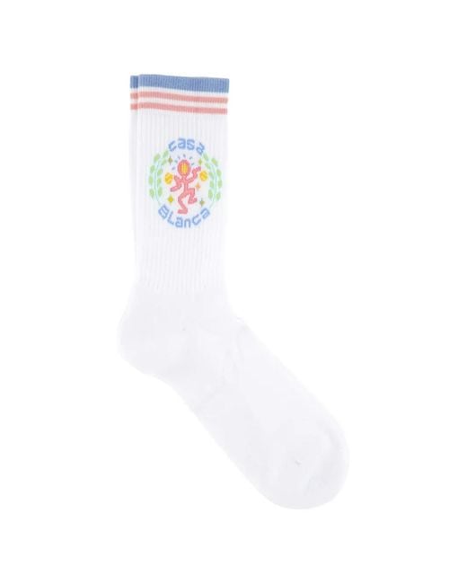 Casablanca White Chaussettes Nervurées À Logo Intarsia for men