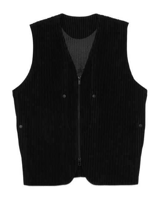 Homme Plissé Issey Miyake Black Quarry Zipped Gilet for men