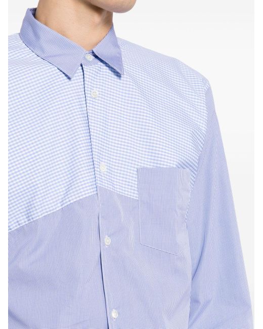 Comme des Garçons Geruit Overhemd Met Jacquard in het Blue voor heren