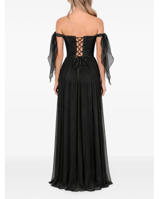 ROSERRY Black Elizabeth Off-Shoulder Ruched Maxi Dress