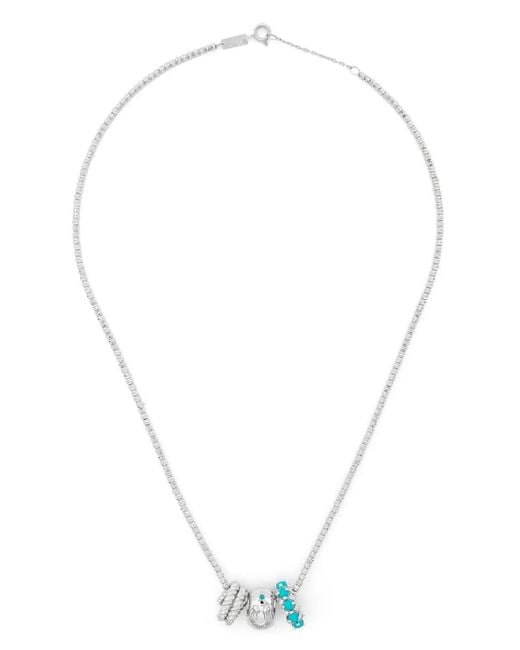 Adina Reyter White Sterling Space Cowboy Big Bead Diamond Necklace