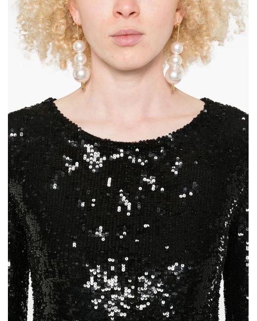 P.A.R.O.S.H. Black Sequin Long-Sleeve Dress