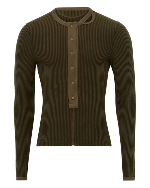 Louis-Gabriel Nouchi Green Buttoned Long-Sleeved T-Shirt for men