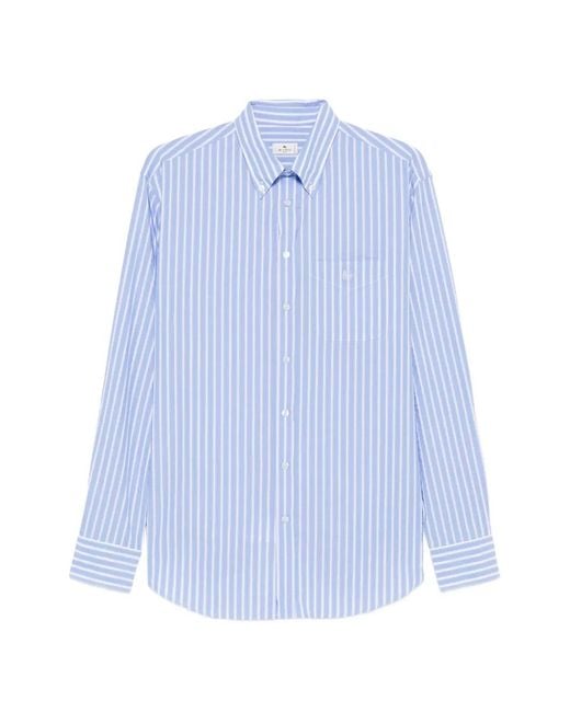 Etro Blue Striped Button-Down Shirt for men