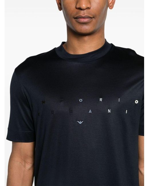 Emporio Armani Black Logo-embroidered Jersey T-shirt for men
