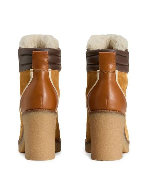 Woolrich Brown Lace-Up Shearling-Trim Boots