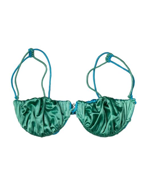 Isa Boulder Blue Reversible Ruched Bikini Top