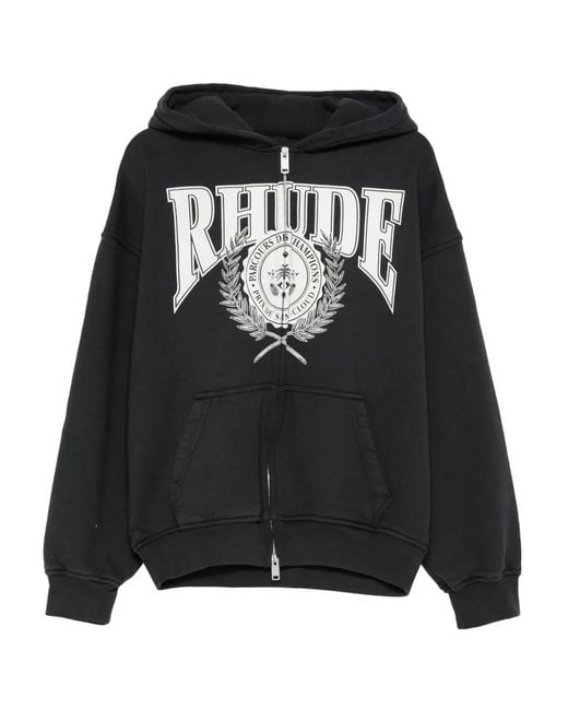 Rhude Black Parcours Saint-Cloud Zip-Fastening Hoodie for men