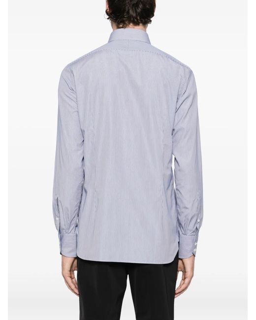 Tom Ford Blue Cotton Striped Shirt for men