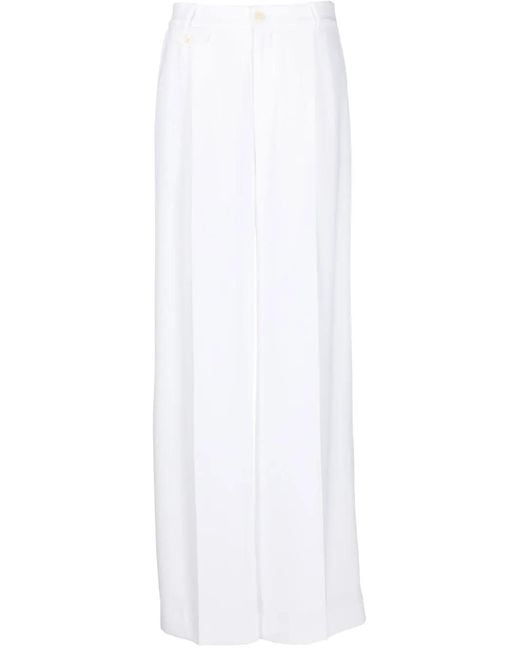 Ralph Lauren White Harpreet Wide-Leg Trousers