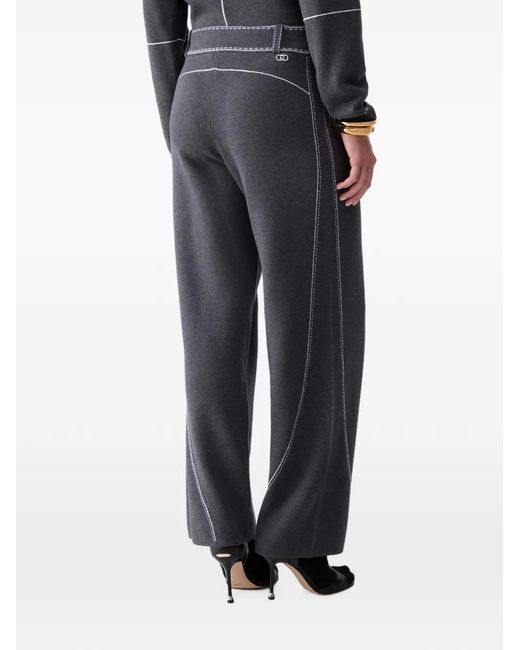 Liu Jo Gray Trousers With Contrast Stitching