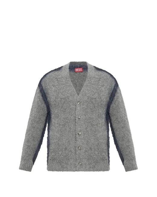 DIESEL Gray K-Remo Brushed-Knit Cardigan for men