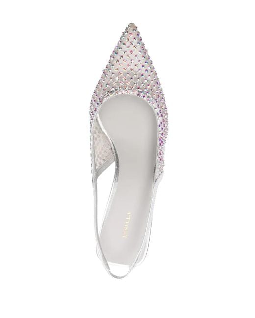 Le Silla White 60Mm Gilda Embellished Slingback Pumps