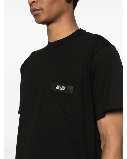 T-shirt con applicazione logo di Versace in Black da Uomo