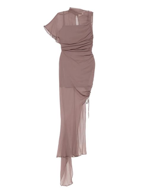 De La Vali Brown Semi-Sheer Dress