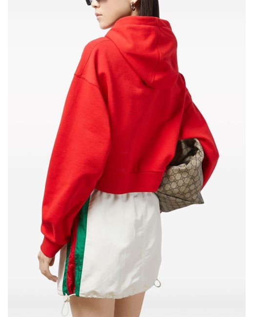 Sudadera con capucha y logo bordado Gucci de color Red