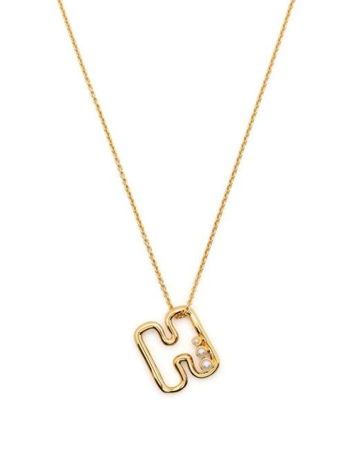 Missoma Metallic Pearl-Embellished Initial Pendant Necklace