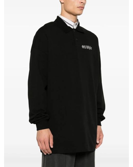 Off-White c/o Virgil Abloh Black Gang-Print Polo Shirt for men
