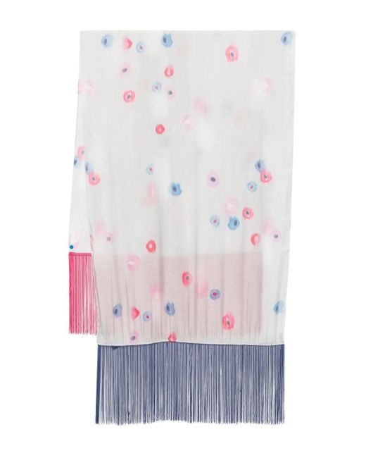 Sciarpa Con Frange A Fiori di Emporio Armani in White