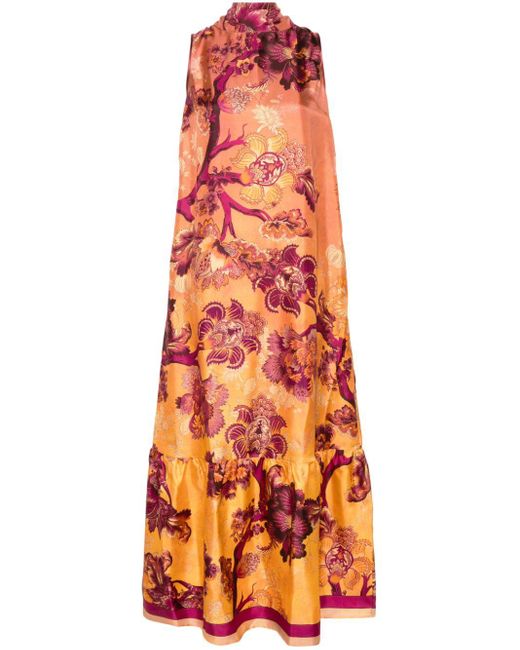 F.R.S For Restless Sleepers Floral-print Maxi Dress in het Orange