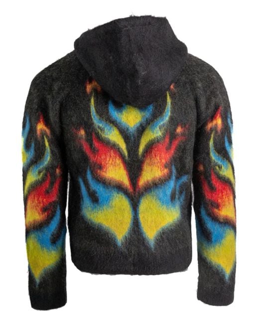 Casablanca Black Flame-Pattern Hooded Jacket for men