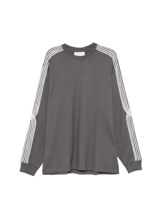 Song For The Mute Gray Stripe-Detail Crew-Neck Sweatshirt for men