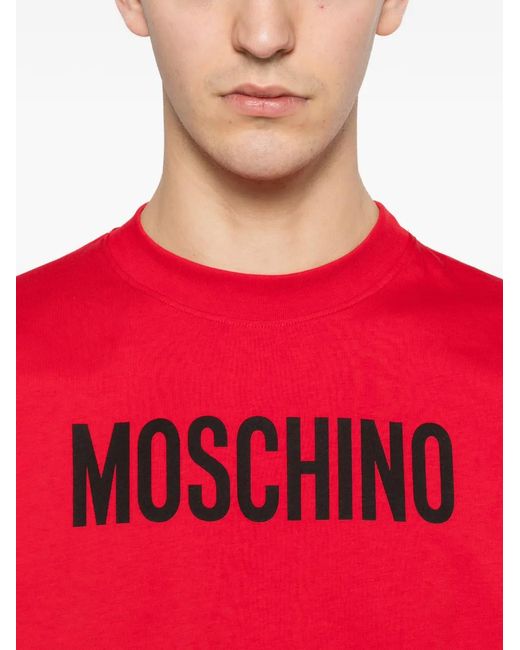 Moschino Red Printed Organic Cotton Jersey T-Shirt for men